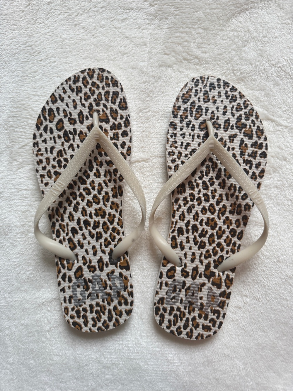 GAP Leopard Print Women's Flip Flops - Beige Straps Size:5/6